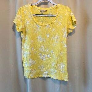 Banana Republic Yellow Starfish Print Short Sleeve Top